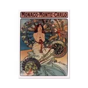 Monaco Monte-Carlo, Vintage French Railway Travel Poster, French Tourism Print, Monte-Carlo By Mucha