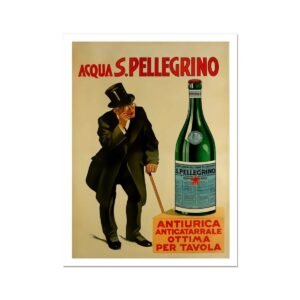 S. Pellegrino Poster, San Pellegrino Acqua, Vintage Italian Drink Poster, Italian Water, Poster, Kitchen Bar Print