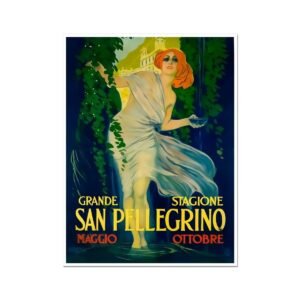 Vintage San Pellegrino Poster, Grande Stagione, Vintage Italian Tourism Poster,  Italian Spa Water, Poster