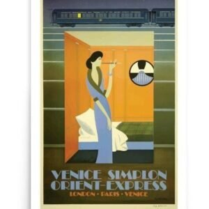 Orient Express Art Deco Travel Poster, Orient Express London - Paris - Venice, Vintage World Travel Poster, Retro Railway Print