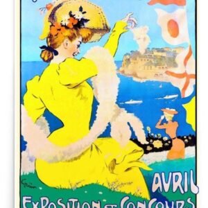 Vintage French Poster, Monaco Poster, Avril, Exposition Et Concourse De Canots Automobiles, Motorboat Exhibition And Race, Vintage Travel Print