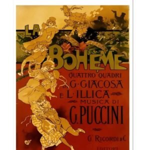 La Boheme Poster, Vintage Puccini Italian Opera Advertising Poster Print, Theatre Poster Print