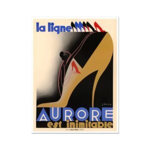 Vintage Shoe Poster, La Ligne Aurore Est Inimitable, Shoes, Advertising Poster Print, Vintage French Fashion Ad Poster