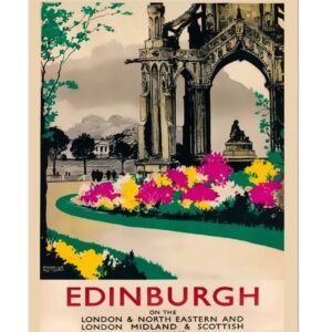 Edinburgh Vintage Poster, LMS, LNER Print,Princes Gardens Edinburgh, British Railways Tourism Poster Print