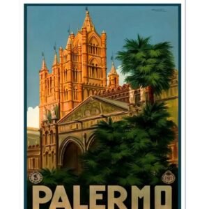 Palermo Sicily Poster, Palermo Cathedral Vintage Enit Poster Print, Italian Tourism Poster, World Travel Poster
