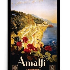 Vintage Amalfi Coast Travel Poster,  Italy Coast Tourism Poster, Vintage World Travel Print