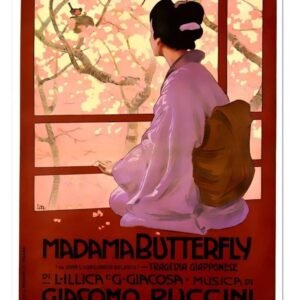 Madam Butterfly Poster, Madama Butterfly, Vintage Puccini Italian Opera Advertising Poster, Theatre Poster Print