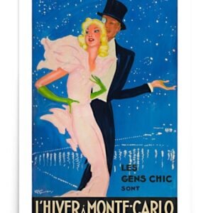 Vintage Monte-Carlo Poster, L'Hiver In Monte-Carlo, Winter in Monte-Carlo Vintage Travel Poster, Monaco Travel Print, World Travel Print