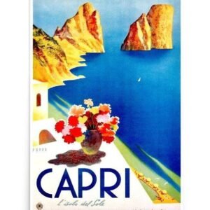 Vintage Capri Travel Poster, Vintage Italy Travel Poster, Matte Paper WorldTravel Picture, Italian Island Print