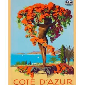 Vintage Cote D’Azur Poster, The Cote D'Azur,  French Travel Poster, France World Travel Print, The South Of France, French Riviera