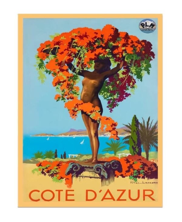 Vintage Cote D’Azur Poster, The Cote D'Azur,  French Travel Poster, France World Travel Print, The South Of France, French Riviera