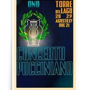 Italian Vintage Theatre Poster,  Art Deco Concert Theatre Poster, Puccini Festival At Torre Del Lago, Tuscany Poster, Concerto Pucciniano