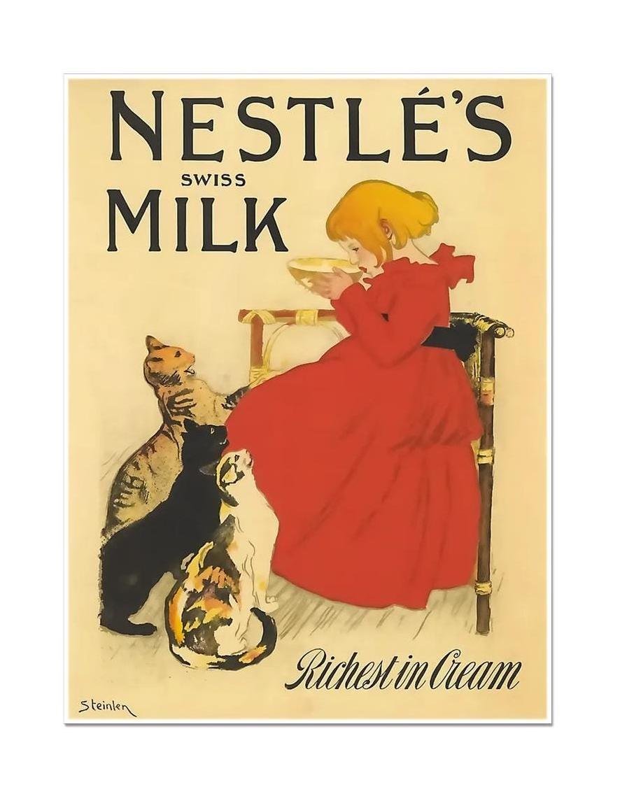 Vintage Milk Poster, Vintage Food & Drink Ad, Milk Poster, Retro Kitchen Gift Poster, Retro Food Ad
