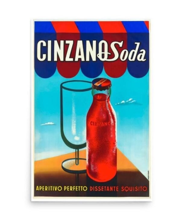 Cinzano Poster Print, Vintage Italian Food & Drink Print,Beverage Aperitivo Advert Poster, Art Deco Bar Restaurant Print