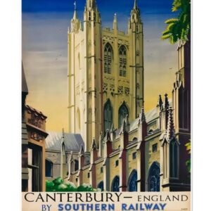 Vintage Canterbury Poster, Canterbury England By Southern Railway, Canterbury Cathederal Poster, British Railways Tourism Poster