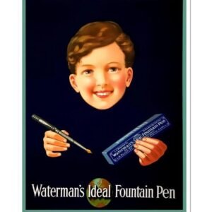 Ideal Waterman Fountain Pen Vintage Advertising Advert Poster Print, Writing Pen Ad Poster, Pen Poster Print