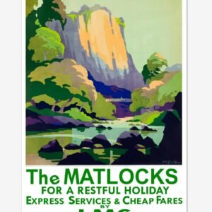 The Matlocks Poster, Vintage Railway Travel Advert, Peak District Travel Poster, Derbyshire Tourism Poster Print