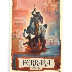 Ferrara Vintage Italian Travel Poster, Italy World Travel Print George And The Dragon At Ferrara, ENIT Tourism Poster, Traveller Gift Idea