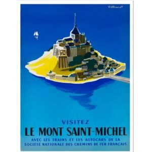 Le Mont Saint Michel Poster, France Vintage Travel Poster, Visitez Le Mont Saint Michel Print, French Travel Tourism Poster