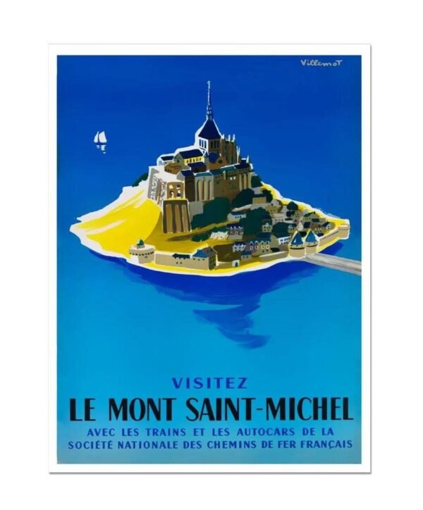 Le Mont Saint Michel Poster, France Vintage Travel Poster, Visitez Le Mont Saint Michel Print, French Travel Tourism Poster