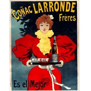 Cognac Larronde Freres Poster, Vintage Food & Drink Poster, Art Nouveau Vintage Print, Alcohol Drink Advert Posters