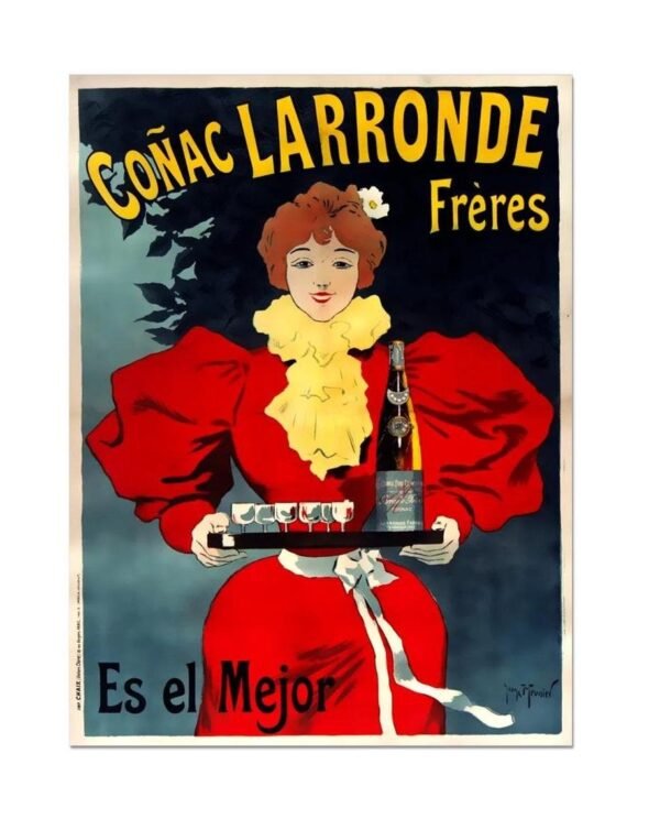 Cognac Larronde Freres Poster, Vintage Food & Drink Poster, Art Nouveau Vintage Print, Alcohol Drink Advert Posters