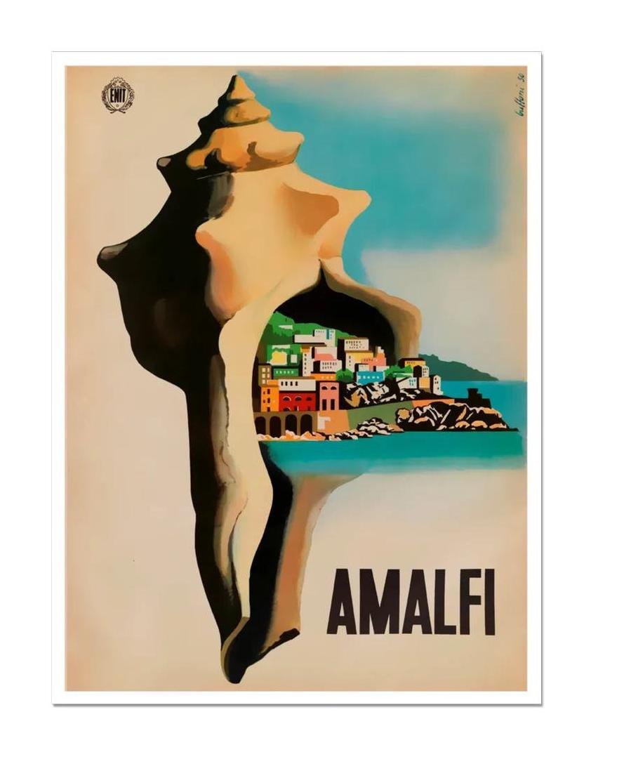 Amalfi Tourism Poster, Vintage Italian Travel Poster Print, World Travel Print The Amalfi Coast, ENIT Poster