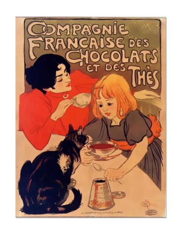 Chocolats, Vintage French Chocolate And Tea Poster, Print 1899, Food Poster, Kitchen Bar Print