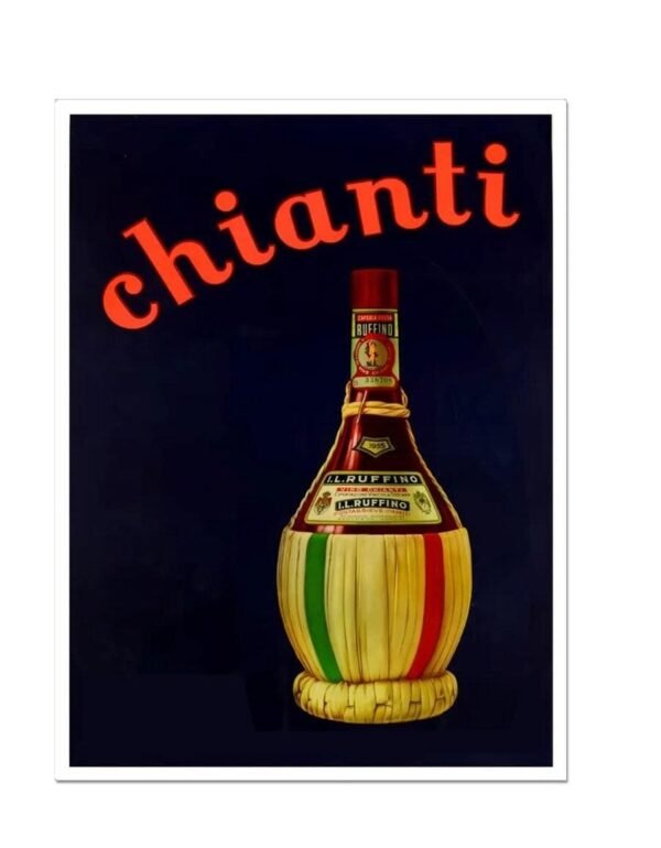 Chianti Poster, Vintage Wine Poster, Food And Drink Ad Poster, Kitchen, Bar, Restaurant Wall Art, Vintage Wine Print