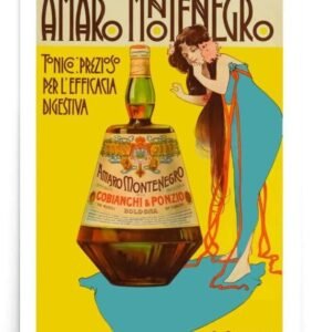 Amaro Montenegro Poster, Vintage Italian Food & Drink Print, Aperitivo Advert, Art Nouveau Print, Bar, Restaurant Print Poster, Gift Idea