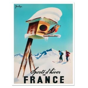 Winter Sports In France Poster, Vintage Travel & Tourism Poster Print, Sports D'Hiver En France
